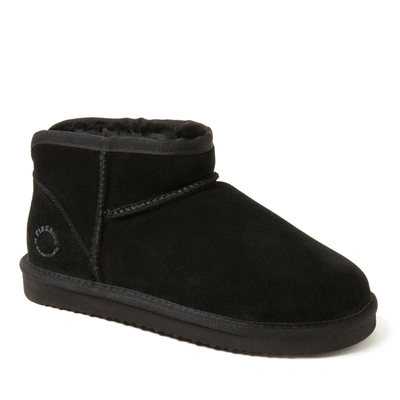 Dearfoams Women's Riverland Genuine Shearling Micro Bootie In Black