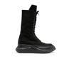 RICK OWENS DRKSHDW BLACK ARMY ABSTRACT TWILL BOOTS,DU02B4845DQ18825513