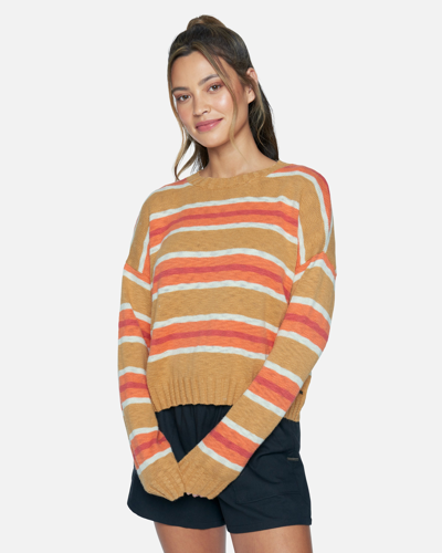 Hybrid Apparel Women's Morgan Pullover Sweater In Iced Coffee Sweater Stripe