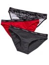 Calvin Klein Carousel Bikini 3-pack In Logo,red,charcoal