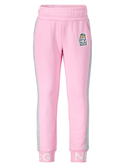 Bogner Kids Pink Contrast Trim Logo Cotton Track Pants In Fucsia