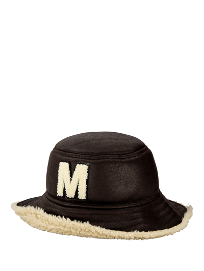 Mm6 Maison Margiela Kids' Faux Shearling Bucket Hat In Brown