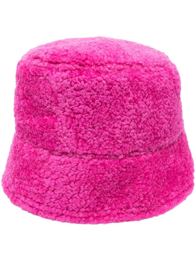 Simonetta Ravizza Shearling Reversible Bucket-hat In Pink