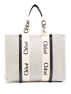 Chloé Logo-strap Tote Bag In 91j White - Blue 1