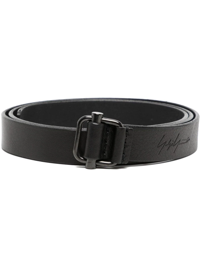 Yohji Yamamoto Logo-debossed Leather Belt In Black
