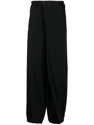 Yohji Yamamoto Cropped Wool Trousers In Black