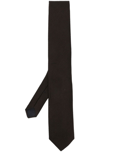 Lardini Geometric-embroidered Tie In Braun