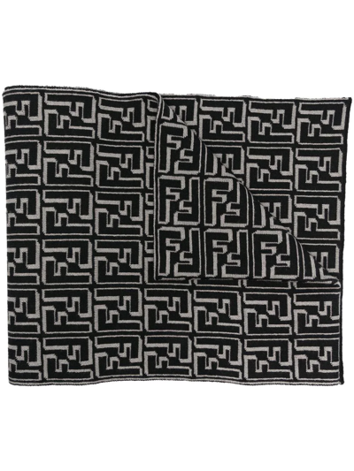 Fendi Ff-monogram Knit Scarf In Schwarz