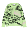 Msgm Graphic-print Knit Jumper In Grün