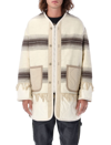 Junya Watanabe Fringe-trimmed Striped Jacket In Natural
