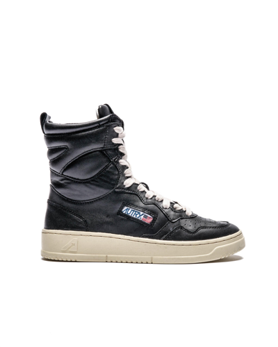 Autry Big One High Wom Leat Blk Black Leather High Top Sneaker - Big On High