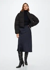 Mango Hood Quilted Coat Black