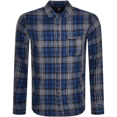 Replay Checked Long Sleeved Shirt Blue