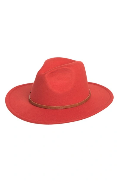 Nine West Felt & Vegan Leather Trim Fedora In Rust