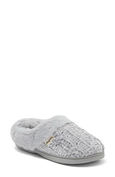 Dearfoams Claire Chenille Knit & Faux Fur Slipper In Sleet