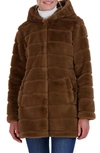 Sebby Hooded Faux Fur Jacket In Mink