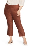 Nydj Pull-on Ankle Slim Bootcut Faux Suede Pants In Coffee Bean