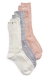 Ugg Assorted 3-pack Slouchy Ribbed Crew Socks In Desert Coral / Ivory / Space