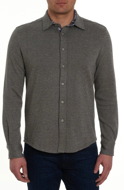 Robert Graham Elkins Tweed Jacquard Knit Button-up Shirt In Grey