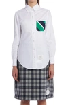 Thom Browne Oxford Stripe Pocket Button-down Shirt In White
