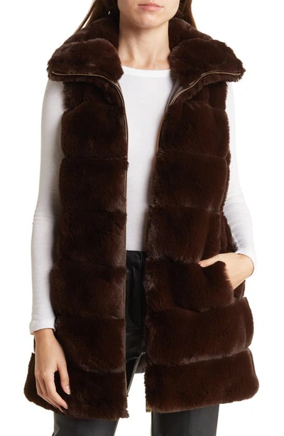 Via Spiga Reversible Faux Fur Vest In Chocolate