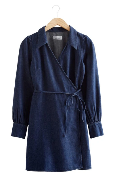 white christmas dresses Etica Mira Dark Wash Denim Wrap Mini Dress S / Denim