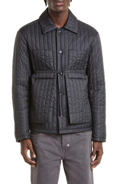 Craig Green Quilted Belted Shell Worker Jacket In Black