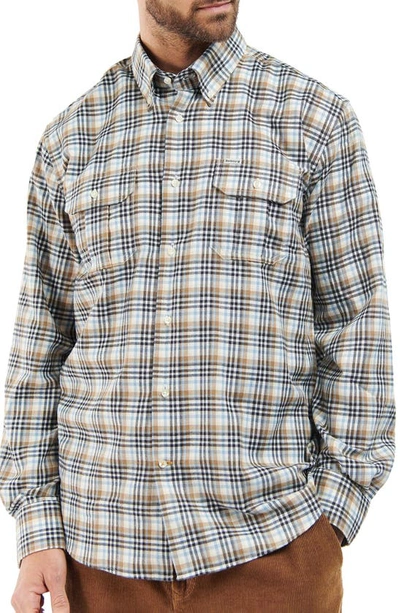 Barbour Eastwood Thermo Weave Plaid Button-down Shirt In Stone