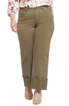 Nydj Teresa Deep Cuff Wide Leg Jeans In Brown