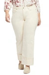 Nydj Teresa Deep Cuff Wide Leg Jeans In White Creek