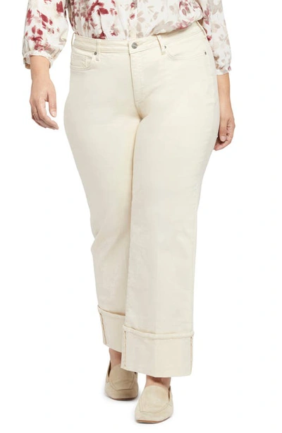 Nydj Teresa Deep Cuff Wide Leg Jeans In Beige