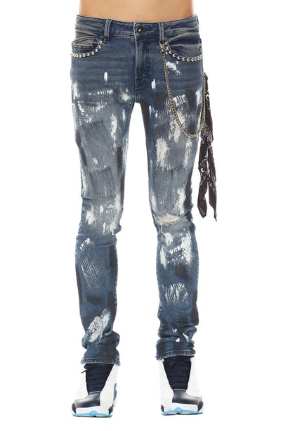 Cult Of Individuality Punk Ripped Stretch Super Skinny Jeans In Blue