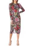 DRESS THE POPULATION DRESS THE POPULATION SOPHIA FLORAL EMBROIDERED LONG SLEEVE SHEATH DRESS
