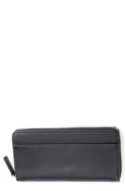 Royce New York Personalized Continental Rfid Leather Zip Wallet In Black - Silver Foil