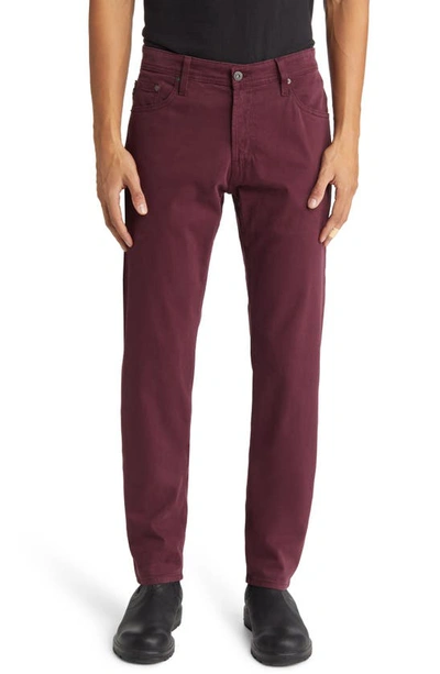 Ag Tellis Slim Fit Sateen Pants In Maroon Peak