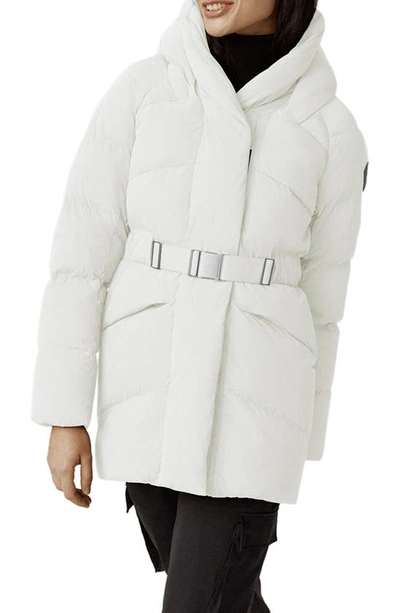 Canada Goose Marlow Water Repellent Belted 750 Fill Power Down Coat In Northstar White