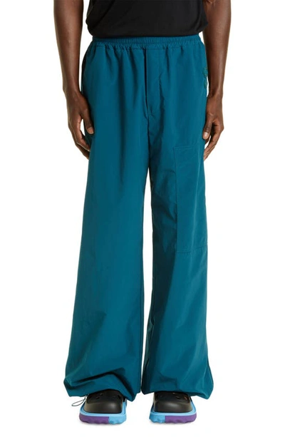Off-white Elasticated-waist Wide-leg Trousers In Blue
