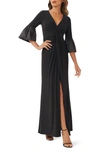 Adrianna Papell Twist Front Jersey Gown In Black