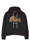 Palm Angels Black Bear Sweatshirt Hoodie With Strass In Black Gold