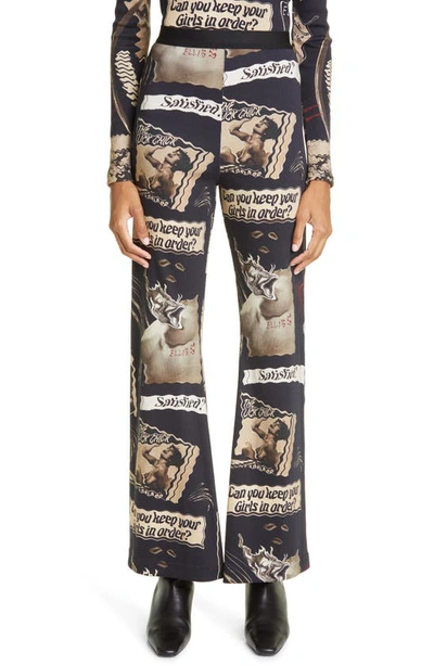 Elliss Collage Stretch Organic Cotton Rib Trousers In Print