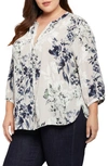 Nydj Semisheer Pintuck Blouse In Shadow Glen