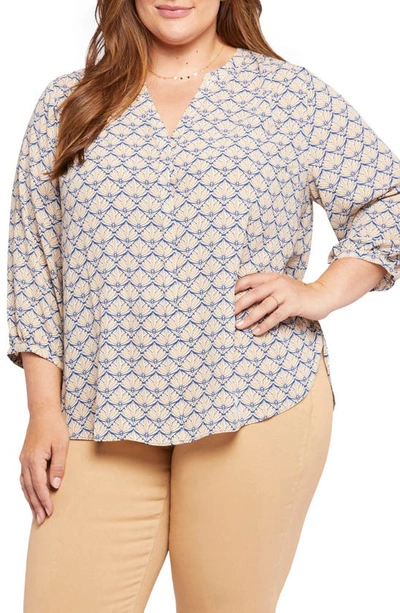 Nydj Semisheer Pintuck Blouse In Taramore Geo