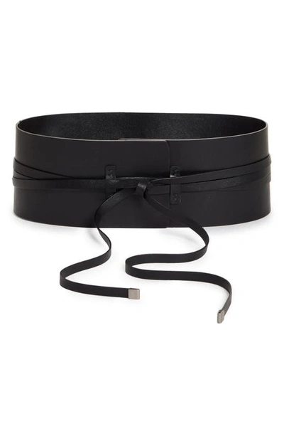 Altuzarra Wide Calfskin Leather Tie Belt In Black