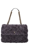 Kurt Geiger Mini Kensington Faux Fur Shoulder Bag In Grey
