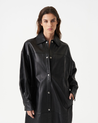 Iro Rajan Oversized Leather Coat In Black