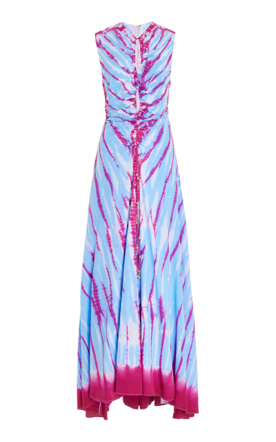 Altuzarra Kaya Tie-dye Cutout Ruched Dress In Deep Fuchsia Cornflower