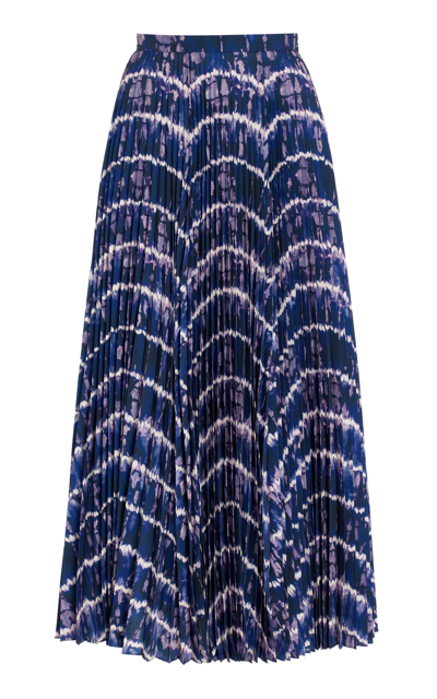 Altuzarra Sif Pleated Printed Crepe Maxi Skirt In Berry Blue