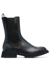 Alexander Mcqueen Man Knee Boots Midnight Blue Size 12 Soft Leather In Blue