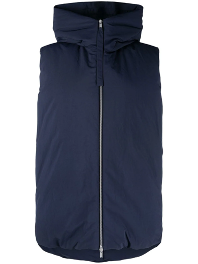 Jil Sander Oversized Padded Gilet In Blue