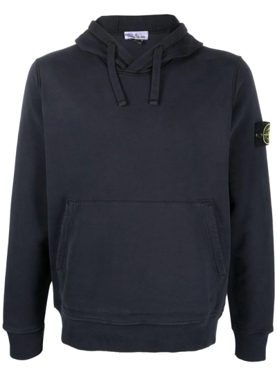 Stone Island Compass Patch-detail Hoodie In Blue